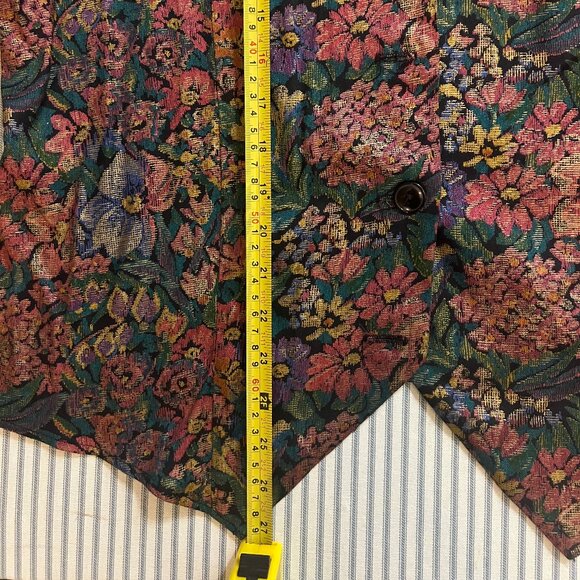 Vintage 1990s 80s Floral Kensington Square Long Sleeved Vest Jacket Top - Size L - Picture 7 of 11